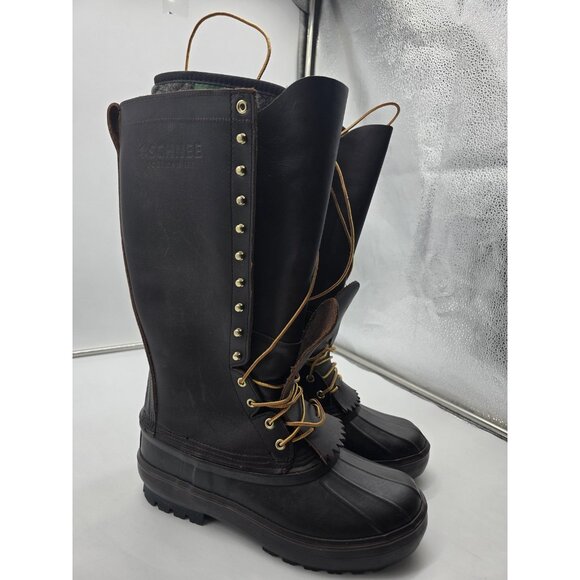 Schnee's Pac Boots Mens Size 9 Brown Leather Snow Hunting Waterproof Insulated